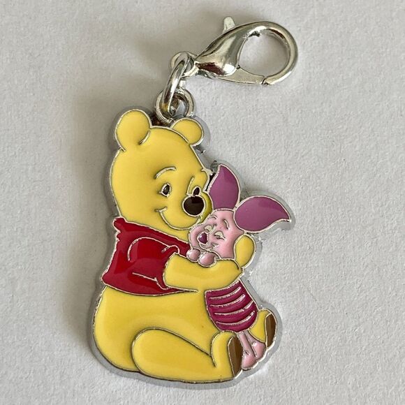 Vtg Disney Piglet Winnie the Pooh Clip On Charm Zipper Pull Purse Bag Signed - Picture 3 of 8